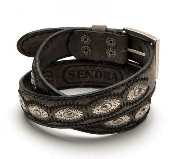7606 Olimpia Antracita | Sendra Boots distressed leather belt with conchos