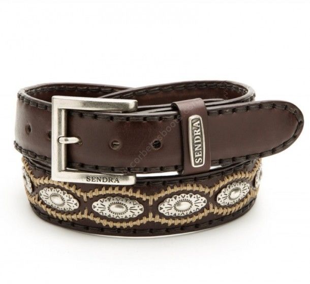 7606 Marrón | Sendra Boots brown leather belt with conchos