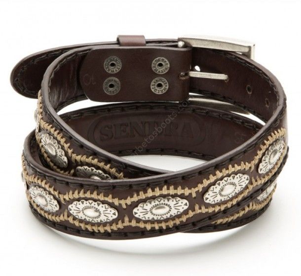 7606 Marrón | Sendra Boots brown leather belt with conchos