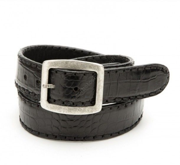 Classic Sendra belt made with black leather cocodrile print