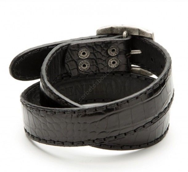 Classic Sendra belt made with black leather cocodrile print