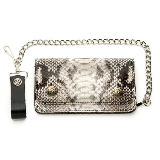 Sendra biker chain wallet with natural belly python skin