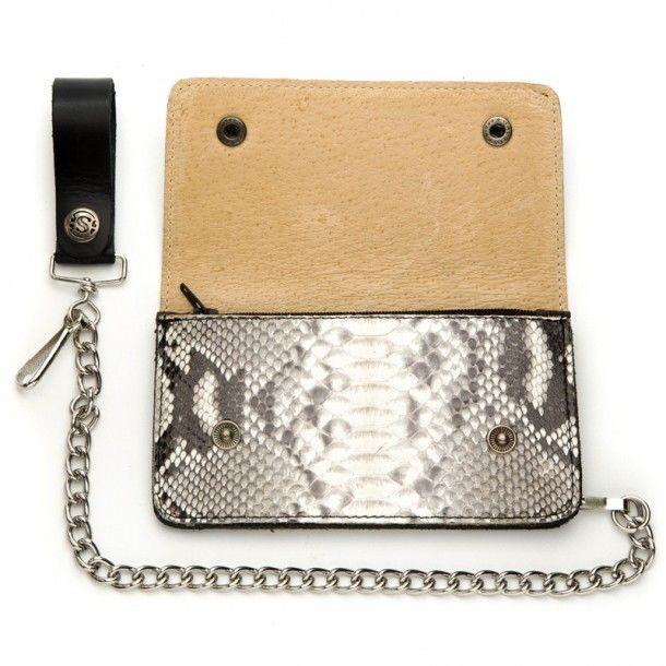Sendra biker chain wallet with natural belly python skin