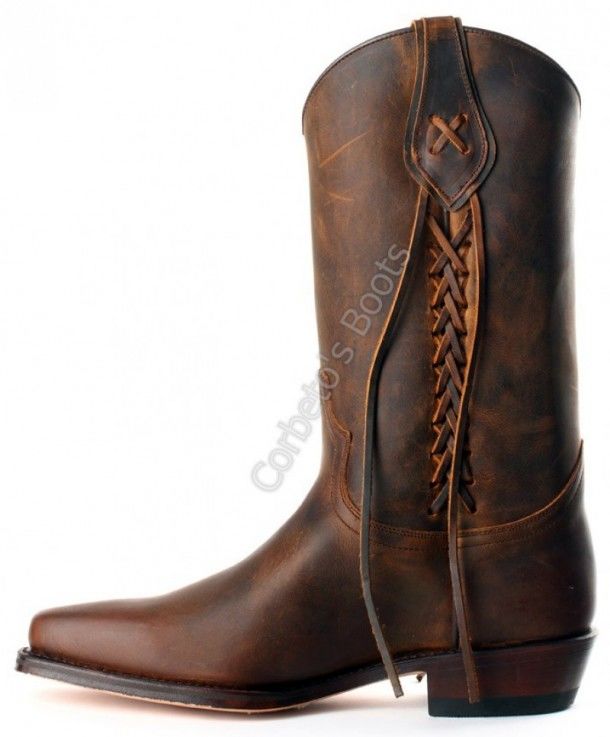 4989 Tango Mad Dog Tang | Sendra greased brown leather hand braided cowboy boots