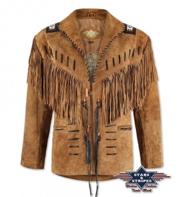Buffalo Brown - Stars & Stripes brown suede fringes western jacket