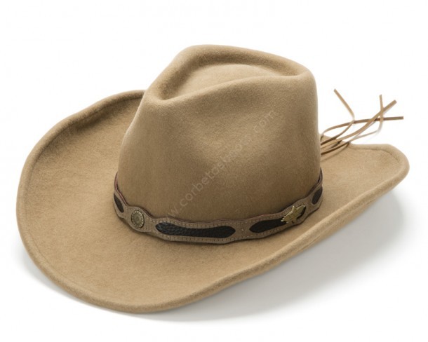 CLINT | Sombrero cowboy unisex Stars & Stripes fieltro lana marrón claro