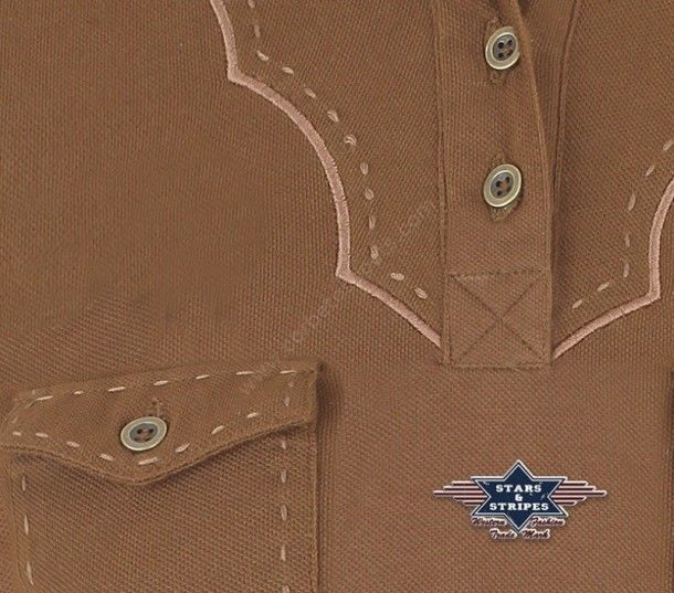 50-COLE | Stars & Stripes mens brown western polo shirt