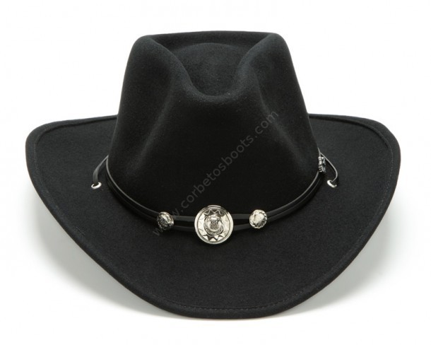 Sombrero cowboy Stars & Stripes fieltro blando negro ala estrecha