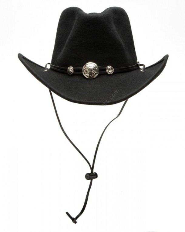 Stars & Stripes classic black wool felt cowboy hat