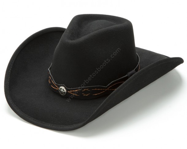 Jackson - Sombrero cowboy Stars & Stripes fieltro blando negro modeable
