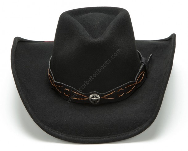 Jackson - Sombrero cowboy Stars & Stripes fieltro blando negro moldeable