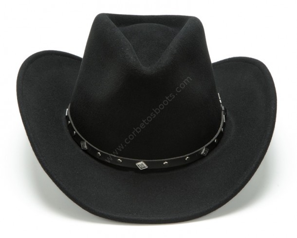 Sombrero western fieltro negro de lana deformable y resistente al agua
