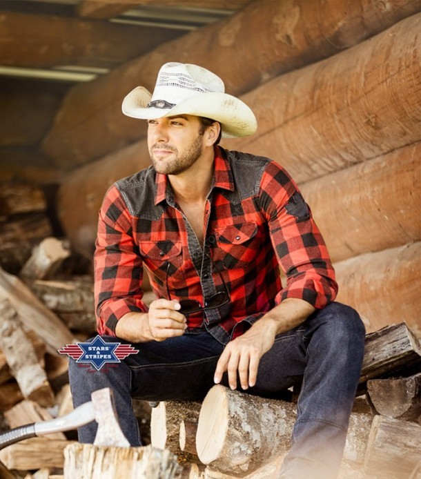 LUMBERJACK | Buy at our specialized western online store this mens Stars & Stripes woodcutter style checkered red & black flannel shirt.