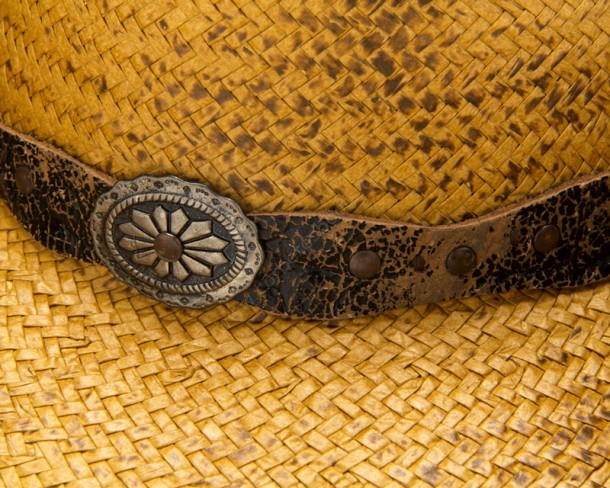 Sombrero vaquero Stars & Stripes paja trenzada blanda anaranjada