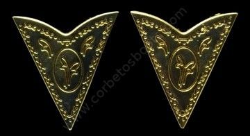 Engraved golden metal collar tips
