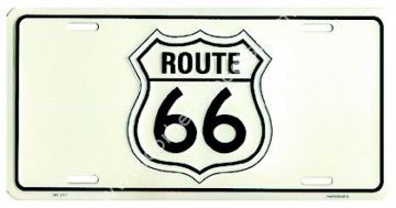 Route 66 signal white license plate