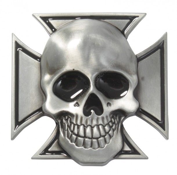 51-2609 | Skull and Malta iron cross belt buckle