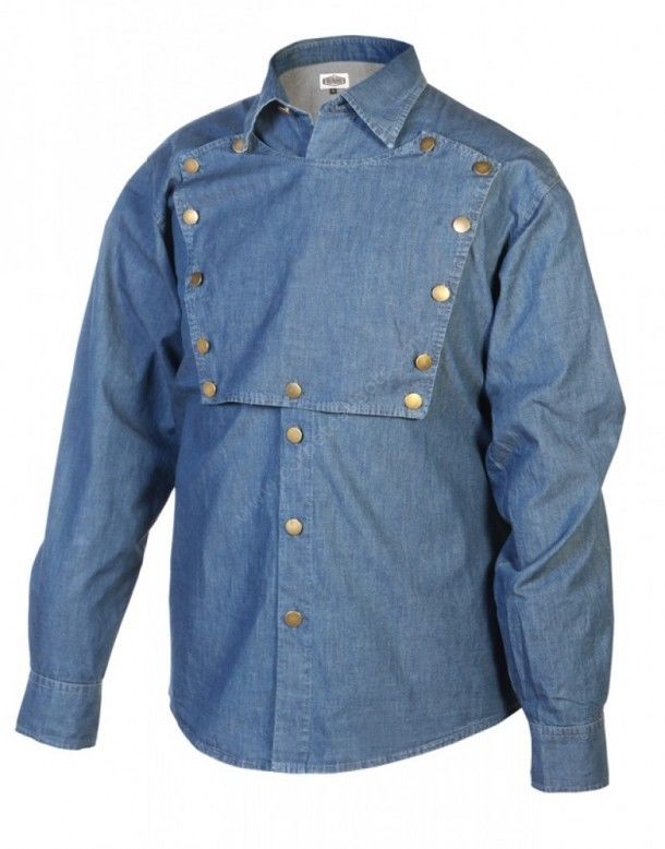 51-JOHN WAYNE Jeans | Mens denim bib western shirt