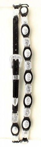 52-0263401 | Black leather hat band with silver conchos