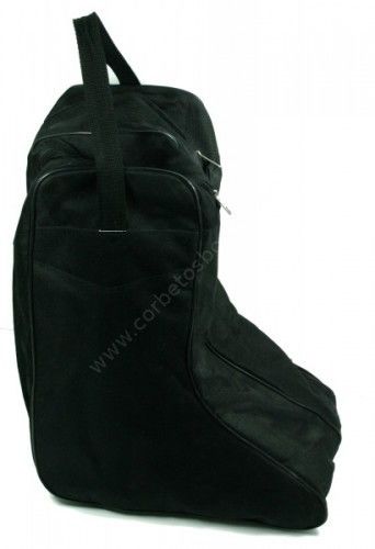 Black nylon cowboy boot bag with zipper pouchers and handle