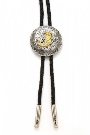 J initial western bolo tie with leather cord