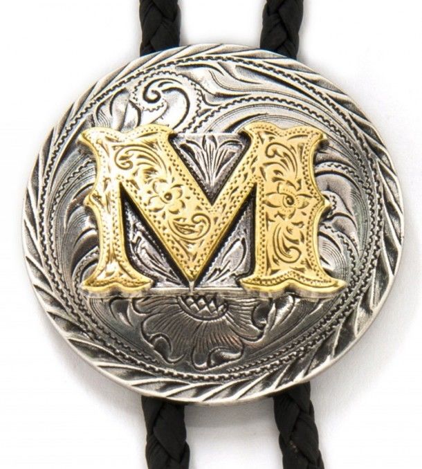 Buy here this M initial western bolo tie