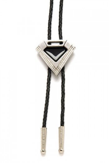 Triangular shape Superman western bolo tie with black enamel