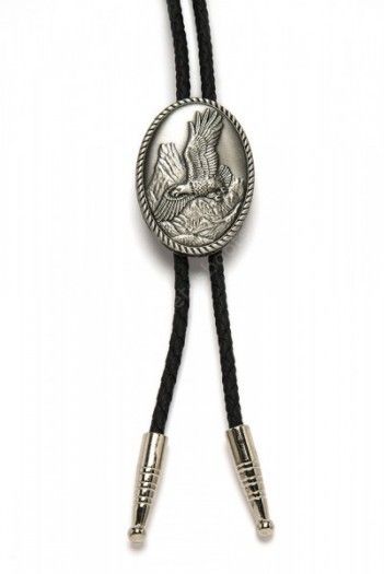 Eagle with open wings and landscape cowboy bolo tie