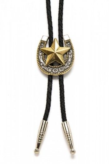 Horseshoe with golden star cowboy bolo tie