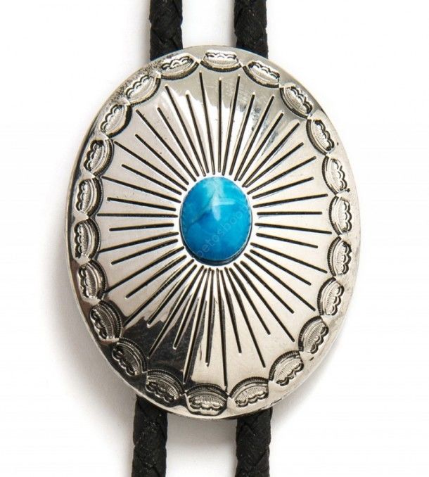 Buy online at our specialized cowboy shop this nice unisex western bolo tie for shirts with a little turquoise colour stone. We ship worldwide.
