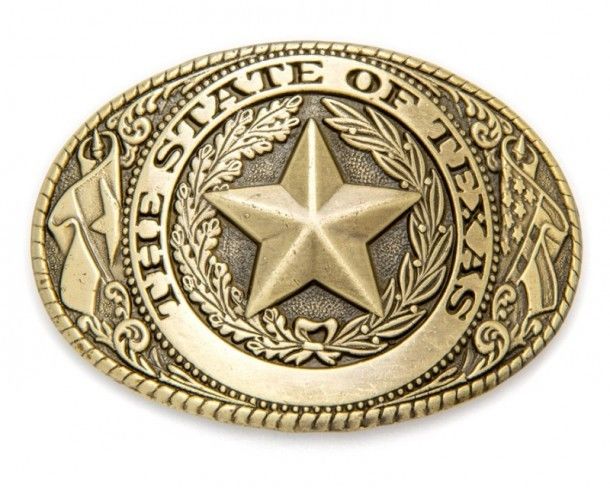Antique brass The State Of Texas western belt buckle