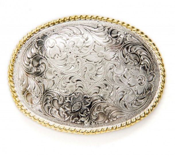 Nocona silver metal engraved filigree western buckle