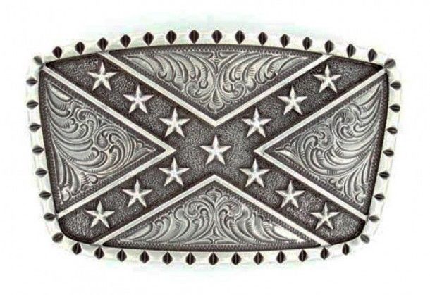 52-37918 | Antique metal Confederate flag buckle