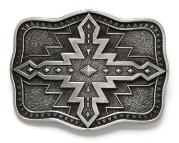 Aztec engraved motif belt buckle
