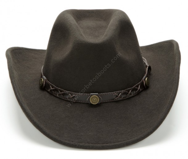Sombrero vaquero clásico fieltro de lana marrón oscuro ala estrecha