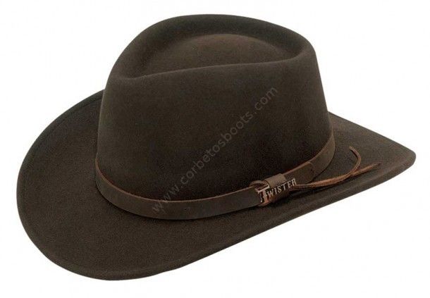 52-7211202 | Sombrero vaquero fieltro lana marrón unisex estilo fedora ala estrecha 