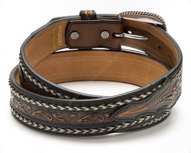 Ariat horse hair and brown leather western belt