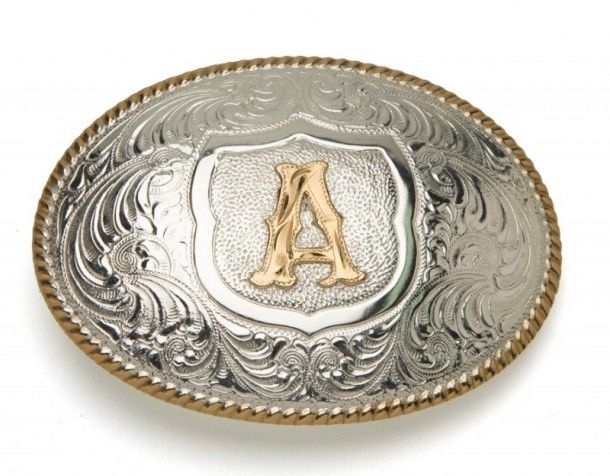 Hebilla Crumrine Silversmiths chapada plata inicial A
