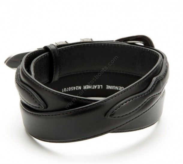 Nocona Ranger unisex black leather belt with three piece buckle set