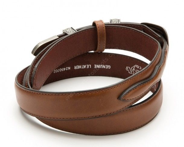 52-N2450702 | Nocona unisex light brown leather three pieces buckle set ranger belt