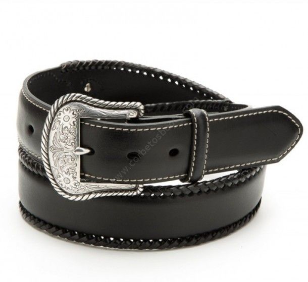 Nocona laced edge black leather western belt