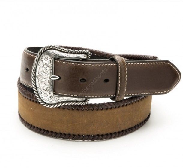 Nocona laced edge brown leather western belt