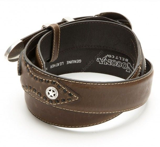 Nocona Ranger brown leather belt with three piece set western buckle