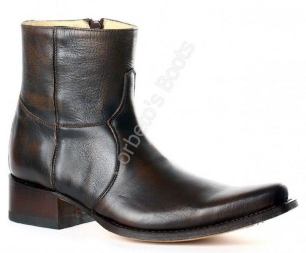 5200 Mimo Natur Antic Jacinto | Sendra mens brown leather ankle boot with zipper