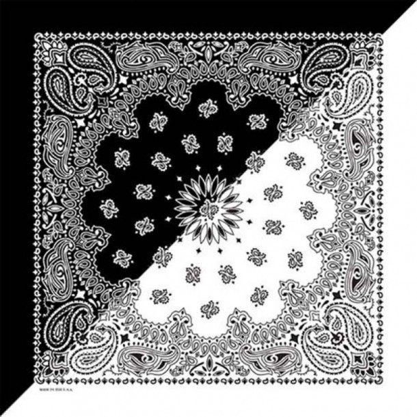 Split black & white paisley bandana