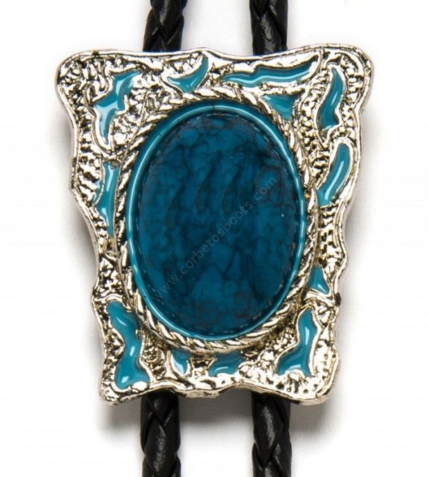 Turquoise embedded stone western bolo tie