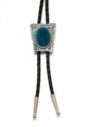 Turquoise embedded stone western bolo tie