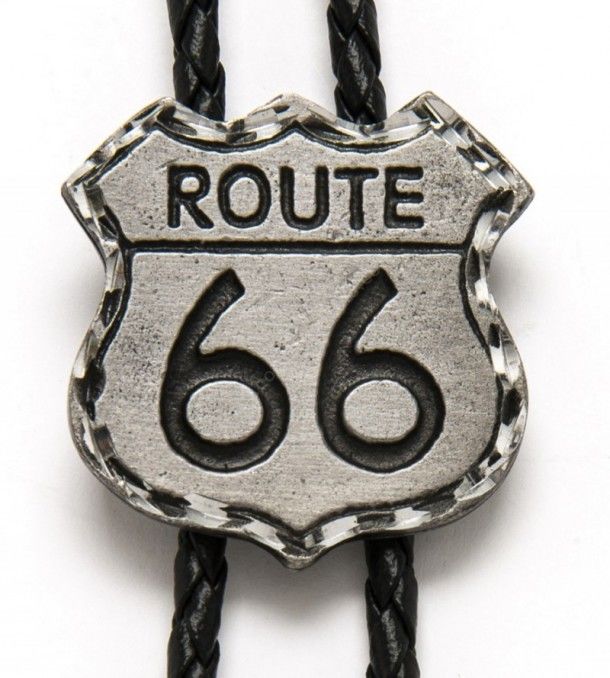 Bikers and cowboys your new Route 66 logo shirt bolo tie made in USA awaits you at Corbeto