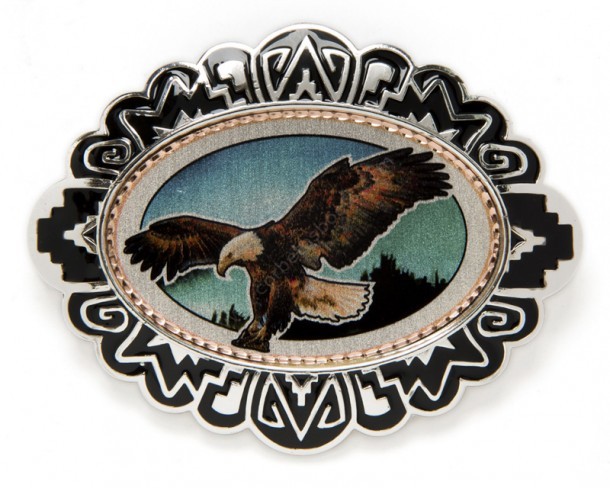 Hebilla de cobre con dibujo en color águila americana
