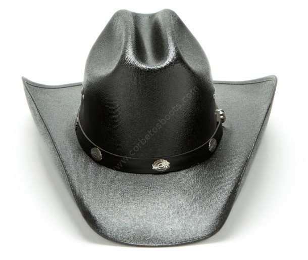 CA4 Black Faux straw black cowboy hat with elastic band cheap price
